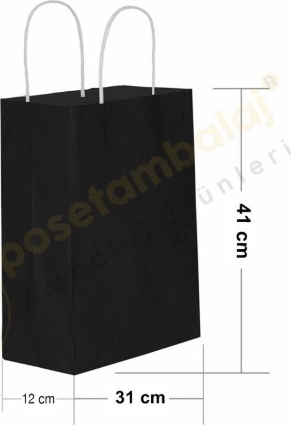 Siyah Kraft Çanta Büyük Boy 31x12x41 cm 25 Adet - Image 1