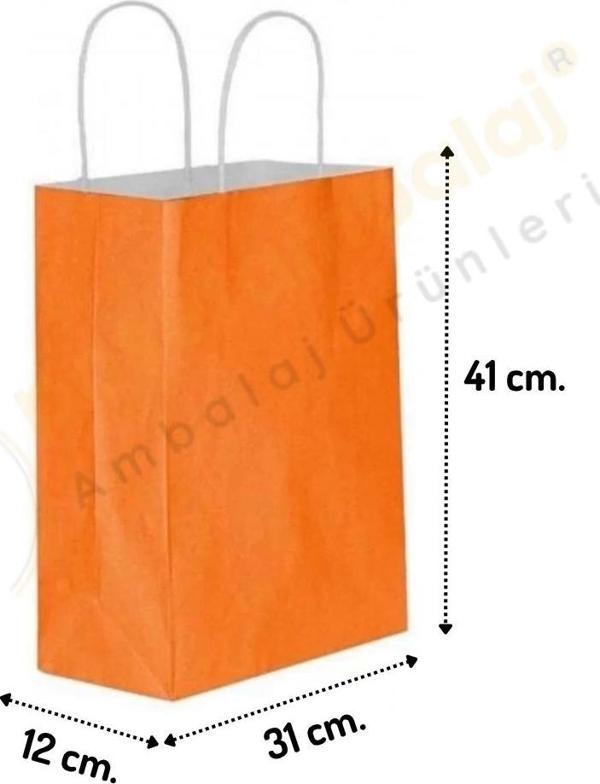 Turuncu Kraft Çanta Büyük Boy 31x12x41 cm 25 Adet - Image 1