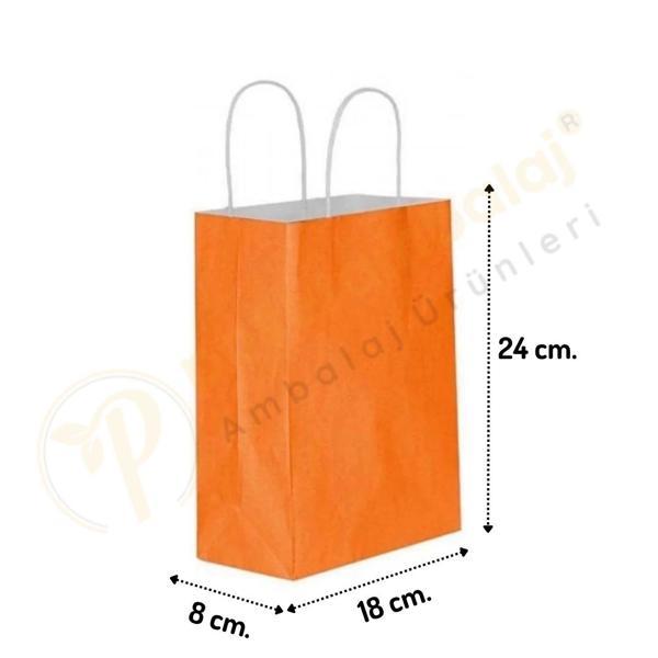 Turuncu Kraft Çanta Küçük Boy 18x8x24 cm 25 Adet - Image 1