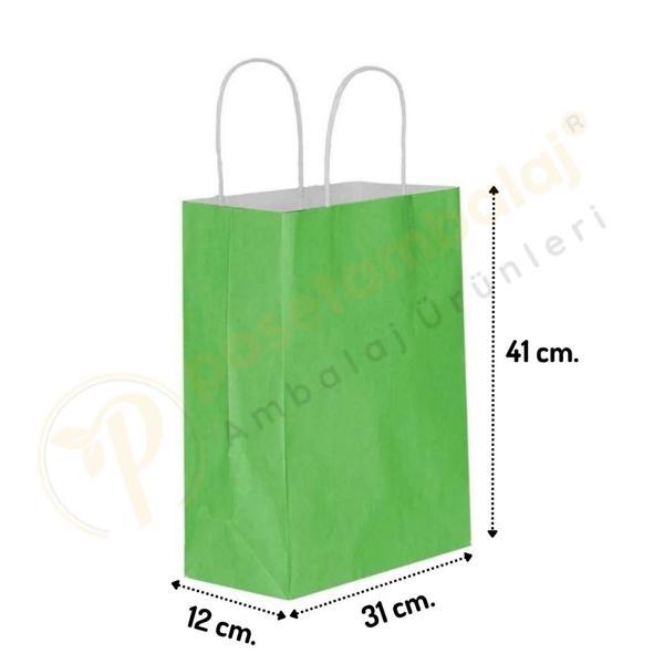 Yeşil Kraft Çanta Büyük Boy 31x12x41 cm 25 Adet - Image 1