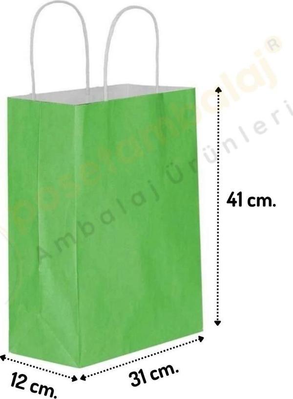 Yeşil Kraft Çanta Büyük Boy 31x12x41 cm 25 Adet - Image 1