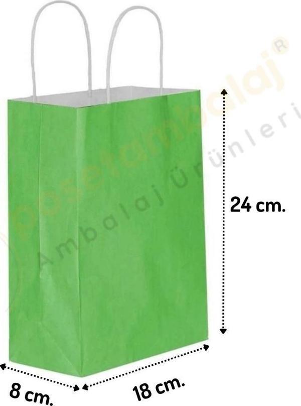 Yeşil Kraft Çanta Küçük Boy 18x8x24 cm 25 Adet - Image 1
