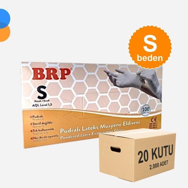 BRP Pudralı Lateks Muayene Eldiven Small (S) 100'lü Kutu X 20 Kutu - 1 Koli - Image 1