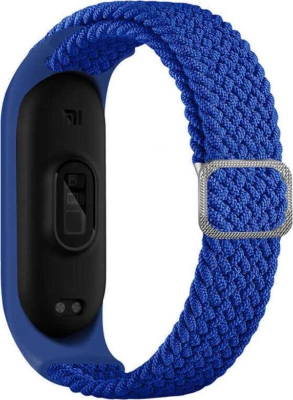 Coverzone Xiaomi Mi Band 5 Uyumlu Mixed Hasır Örme Kordon Kayış Mavi - Image 1