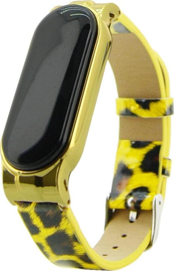 Coverzone Xiaomi Mi Band 5 Uyumlu Sarı Rugan Deri Kayış - Image 1