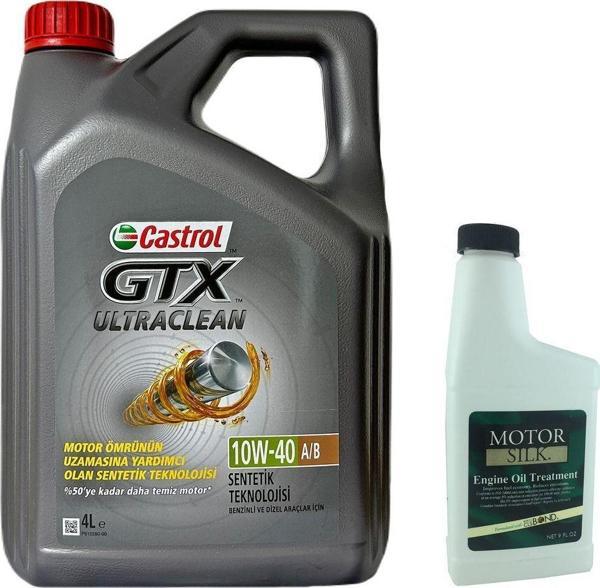Castrol Gtx 10W-40 A3/B4 Yarı Sentetik Motor Yağı 4 L + Motor Silk Motor Koruma Katkısı 250 Ml - Image 1
