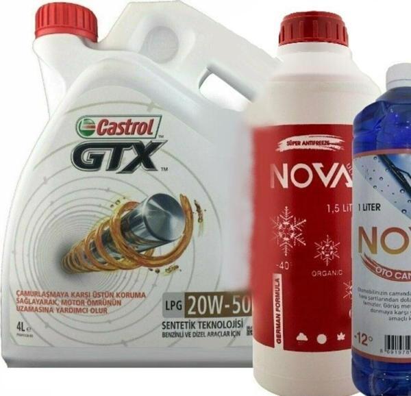 Castrol Gtx 20W-50 Sentetik Motor Yağı 4 L + Antifriz 1500 Ml + Cam Suyu 1 L - Image 1