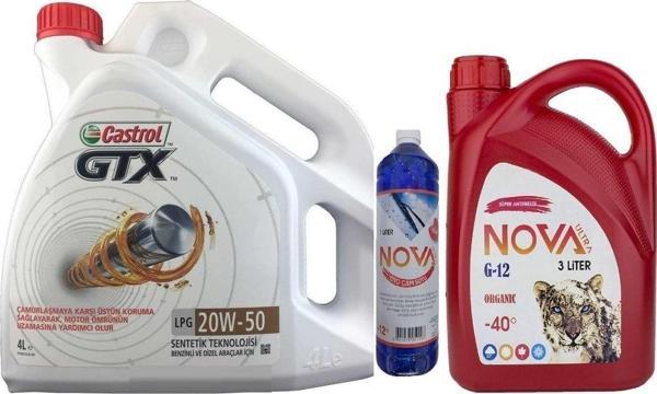 Castrol Gtx 20W-50 Sentetik Motor Yağı 4 L + Organik Antifriz 3 L + Cam Suyu 1 L - Image 1
