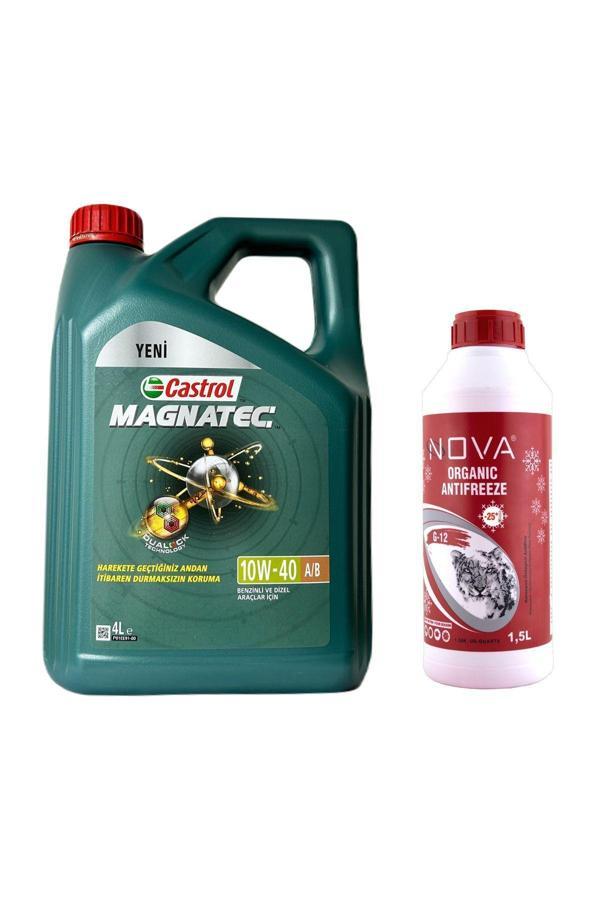 Castrol Magnatec 10W-40 A3/B4 Motor Yağı 4 L + Kırmızı Antifriz 1500 Ml + Cam Suyu 80 Ml - Image 1