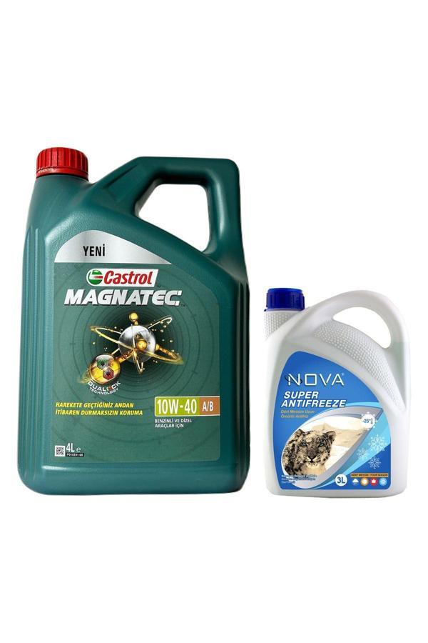 Castrol Magnatec 10W-40 A3/B4 Motor Yağı 4 L + Yeşil Antifriz 3 L + Cam Suyu 80 Ml - Image 1