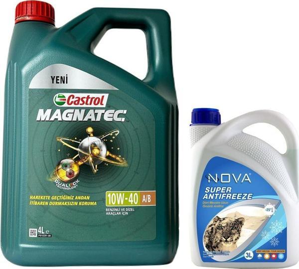 Castrol Magnatec 10W-40 A3/B4 Motor Yağı 4 L + Yeşil Antifriz 3 L + Cam Suyu 80 Ml - Image 1