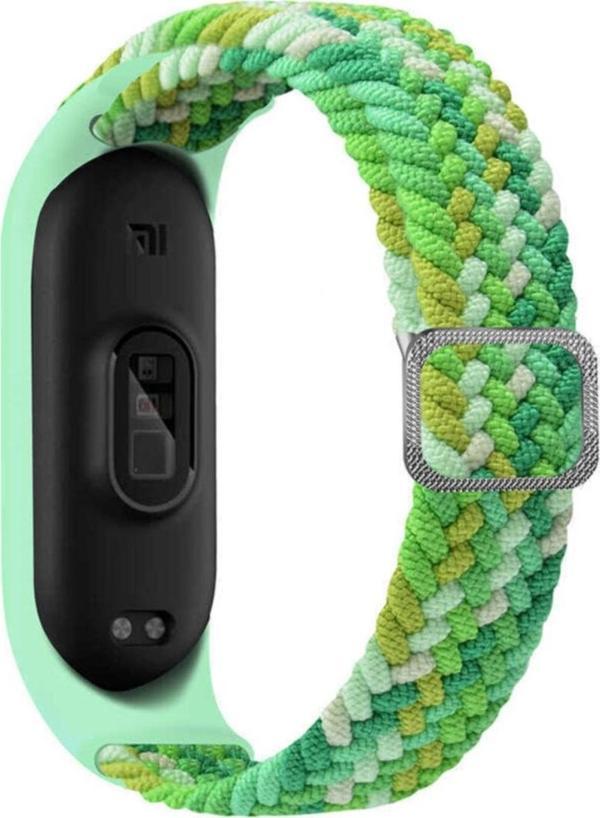Coverzone Xiaomi Mi Band 6 Mixed Uyumlu Hasır Örme Kordon Kayış Colorful Green - Image 1