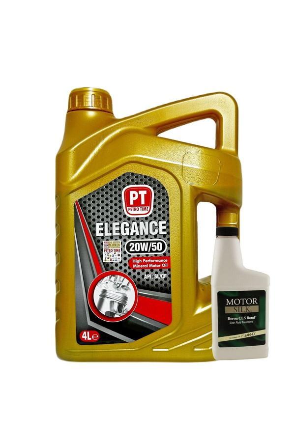 Petro Time Elegance 20W-50 Mineral Motor Yağı 4 Litre + Motor Silk Bor Katkı - Image 1