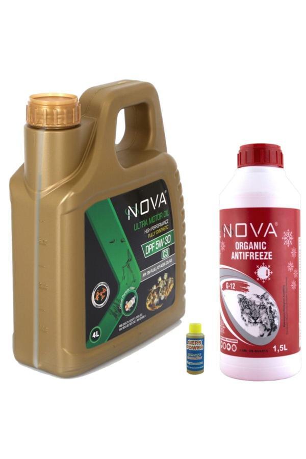 Nova 5W-30 4 Litre Tam Sentetik Motor Yağı+1.5Lt Kırmızı Antifriz - Image 1