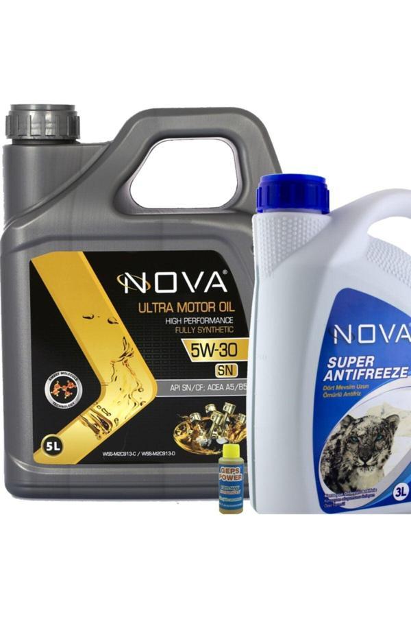 Nova 5W-30 5 Litre Tam Sentetik Motor Yağı +3Lt Yeşil Antifriz - Image 1