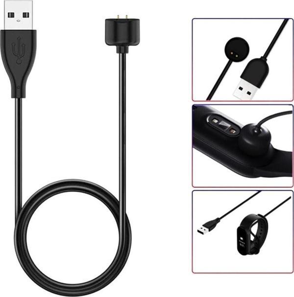 Coverzone Xiaomi Mi Band 7 Ile Uyumlu Akıllı Saat Şarj Kablosu Manyetik Usb Şarj Aleti Siyah - Image 1