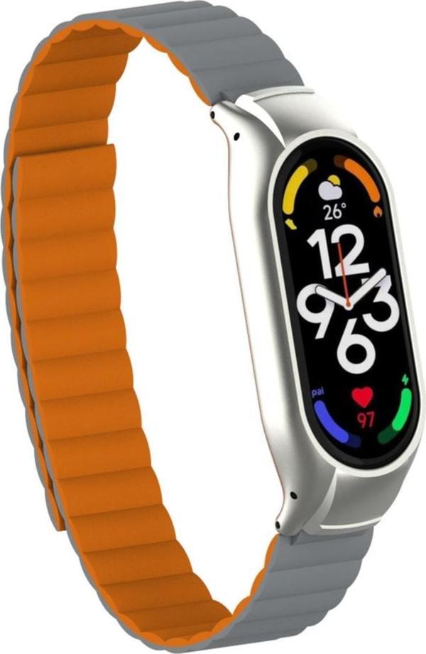 Coverzone Xiaomi Mi Band 7 Ile Uyumlu Haller Kordon Mıknatıslı Şık Tasarım Kordon Gri - Image 1