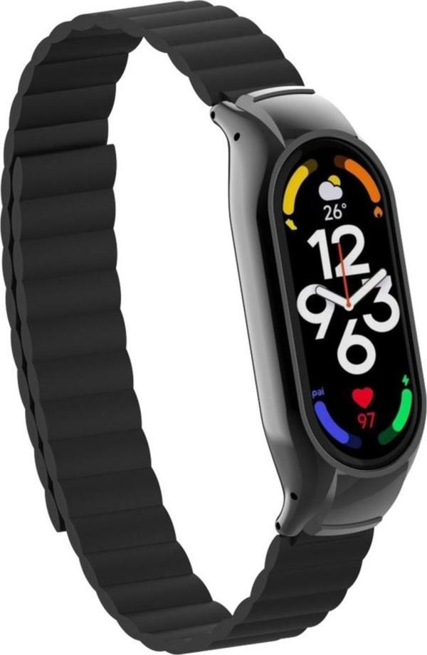 Coverzone Xiaomi Mi Band 7 Ile Uyumlu Haller Kordon Mıknatıslı Şık Tasarım Kordon Siyah - Image 1