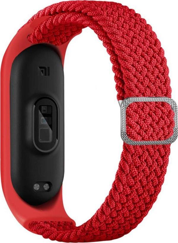 Coverzone Xiaomi Mi Band 7 Ile Uyumlu Mixed Kayış Hasır Örmeli Kordon Kayış Kırmızı - Image 1