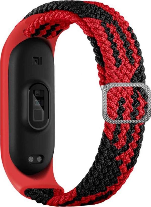Coverzone Xiaomi Mi Band 7 Ile Uyumlu Mixed Kayış Hasır Örmeli Kordon Kayış Kırmızı-siyah - Image 1