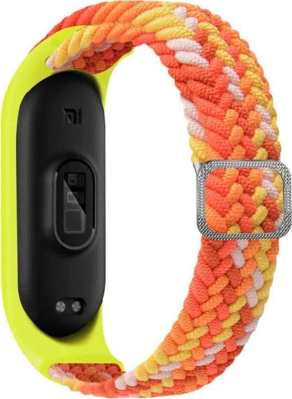 Coverzone Xiaomi Mi Band 7 Ile Uyumlu Mixed Kayış Hasır Örmeli Kordon Kayış Orange - Image 1