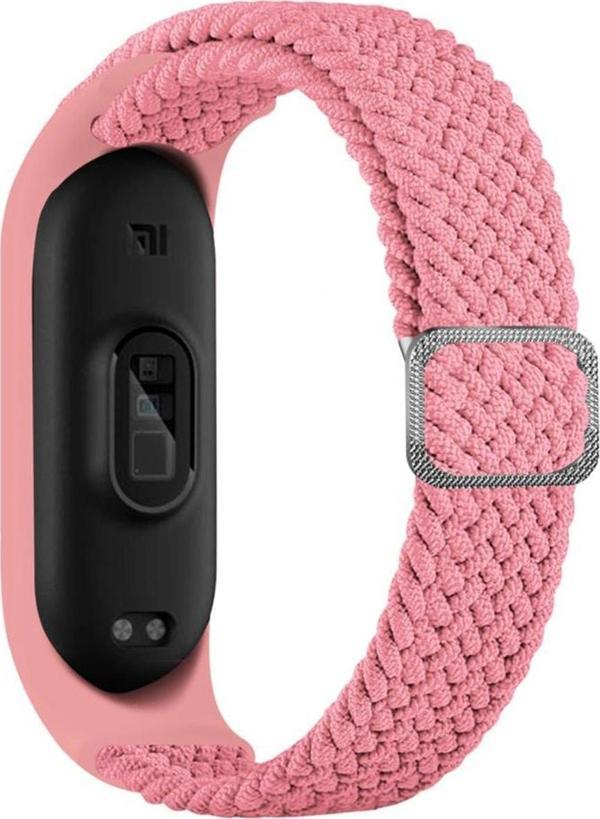 Coverzone Xiaomi Mi Band 7 Ile Uyumlu Mixed Kayış Hasır Örmeli Kordon Kayış Pembe - Image 1