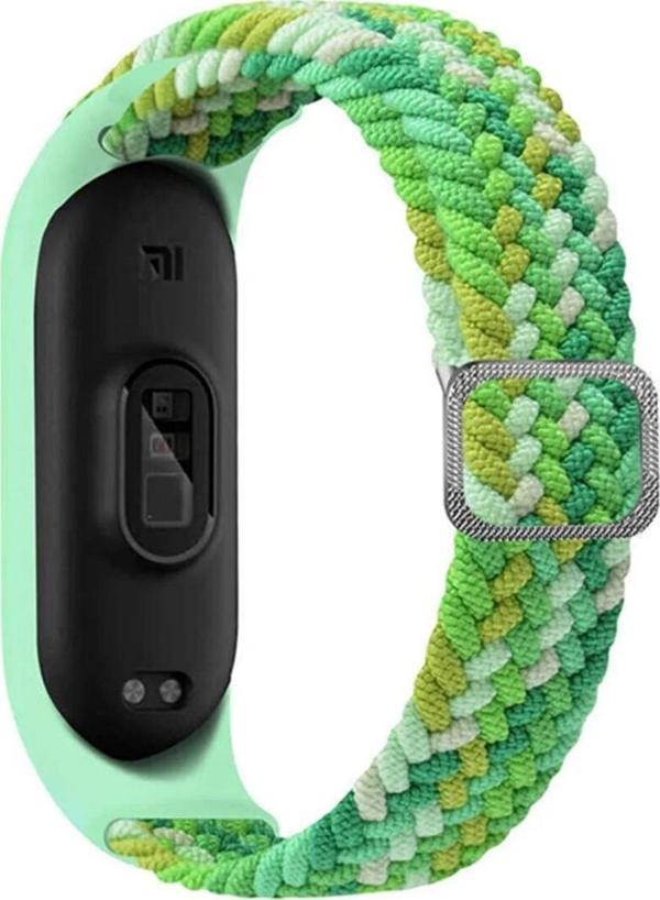 Coverzone Xiaomi Mi Band 7 Ile Uyumlu Mixed Kayış Hasır Örmeli Kordon Kayış Yeşilimsi - Image 1