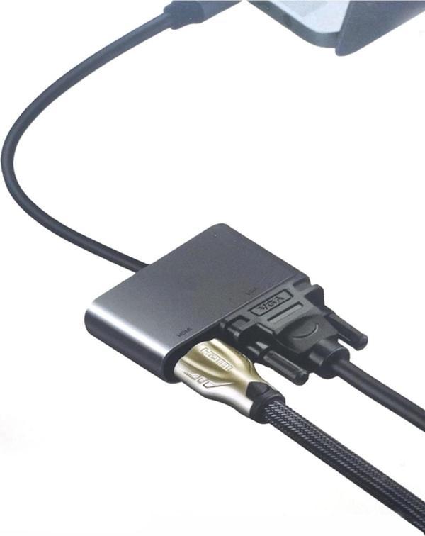 Coverzone Usb-c 3.1t To Hdmı + Vga Adaptör Dönüştürücü - Image 1