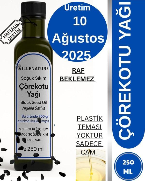 Villenature Soğuk Sıkım Çörekotu Yağı 250 Ml ,Haftalık Taze Üretim ,Raf Beklemez - Image 1