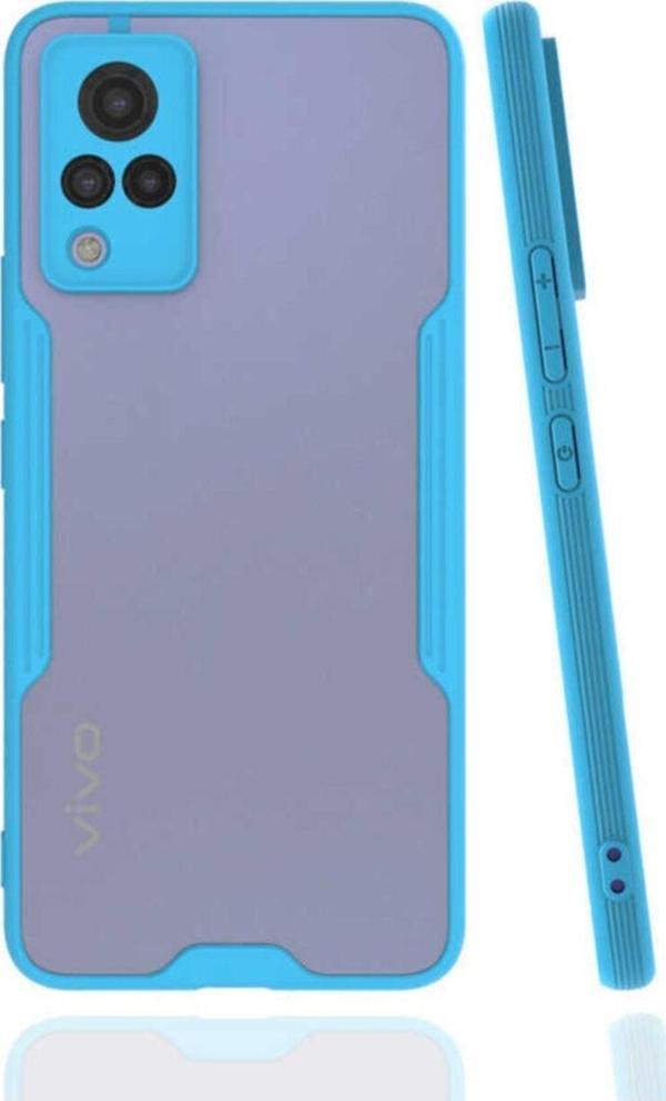 Coverzone Vivo V21 Kılıf Için Uyumlu Kılıf Renkli Kenar Perfe Tpu Silikon Kılıf Mavi - Image 1