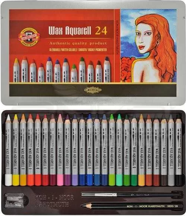 Koh-i-Noor Wax Aquarell Sulandırılabilir Pastel Boya Seti 24 Renk - Image 1