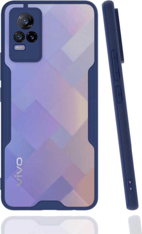 Coverzone Vivo V21e Kılıf Için Uyumlu Kılıf Renkli Kenar Perfe Tpu Silikon Kılıf Lacivert - Image 1