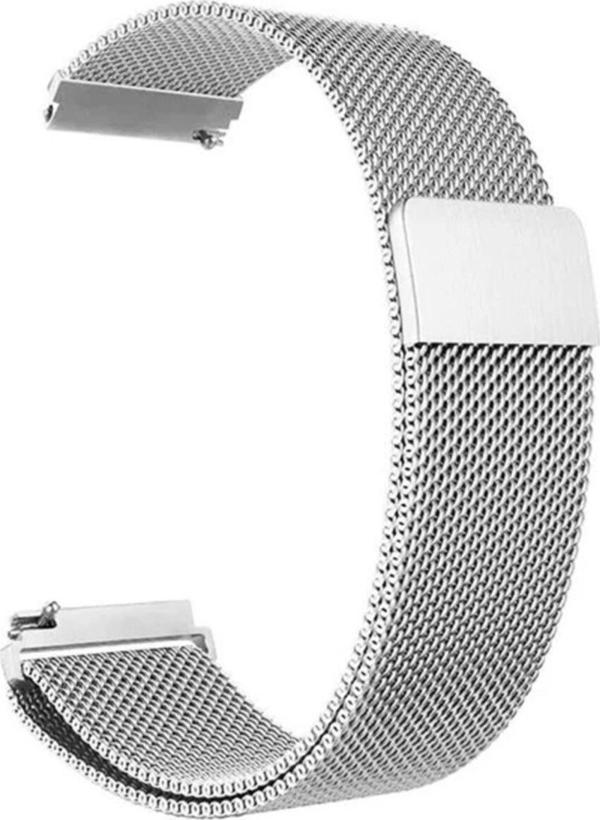 Coverzone Samsung Galaxy Watch 3 Uyumlu 45mm Kordon Hasır Metal Örgülü Gümüş - Image 1