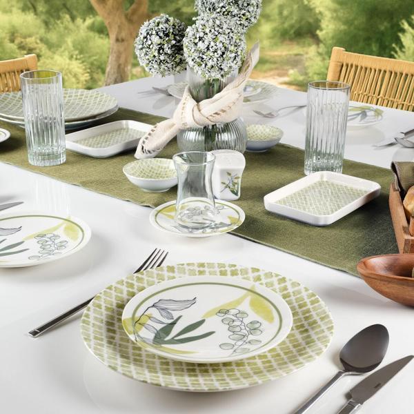 GÜRAL PORSELEN Camelia 30 Parça 6 Kişilik Kahvaltı Takımı 3555 - Image 1