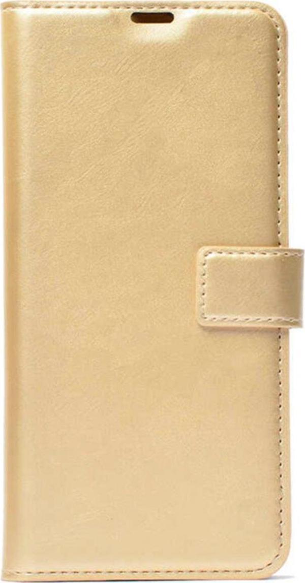 Coverzone Tecno Camon 16 Kılıf Deluxe Kapaklı Kılıf Gold - Image 1