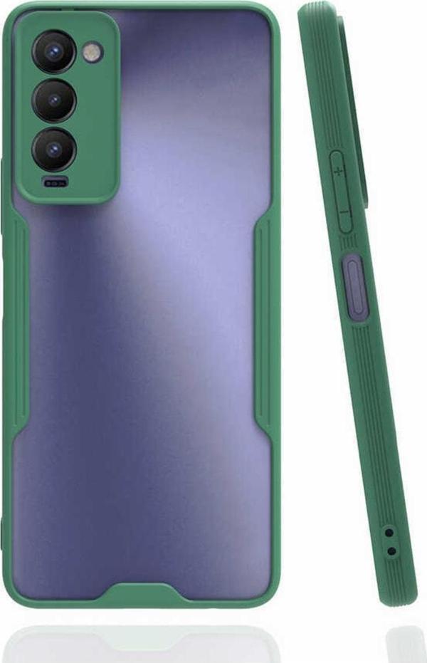 Coverzone Tecno Camon 18 Ile Uyumlu Kılıf Renkli Kenar Perfe Tpu Silikon Koyu Yeşil - Image 1