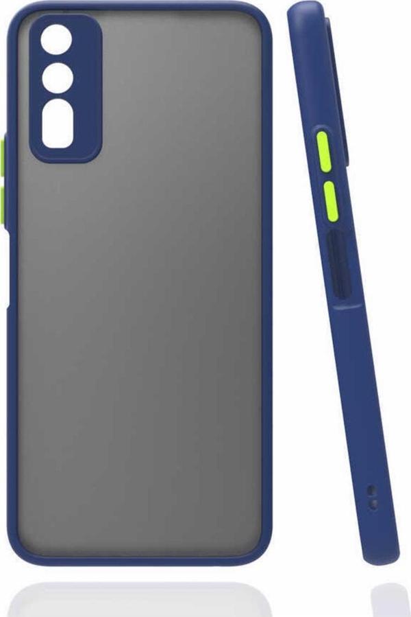 Coverzone Vivo Y11s Ile Uyumlu Kılıf Lastik Desen Kenar Kamera Korumalı Arkası Şeffaf Halx Lacivert - Image 1