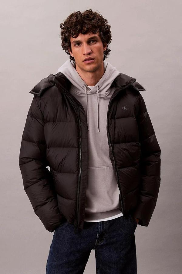 Calvin Klein Jeans Uzun Kollu Çıkarılabilir Kapüşonlu Şişme Erkek Mont LV04RC518G-UB1 - Image 1