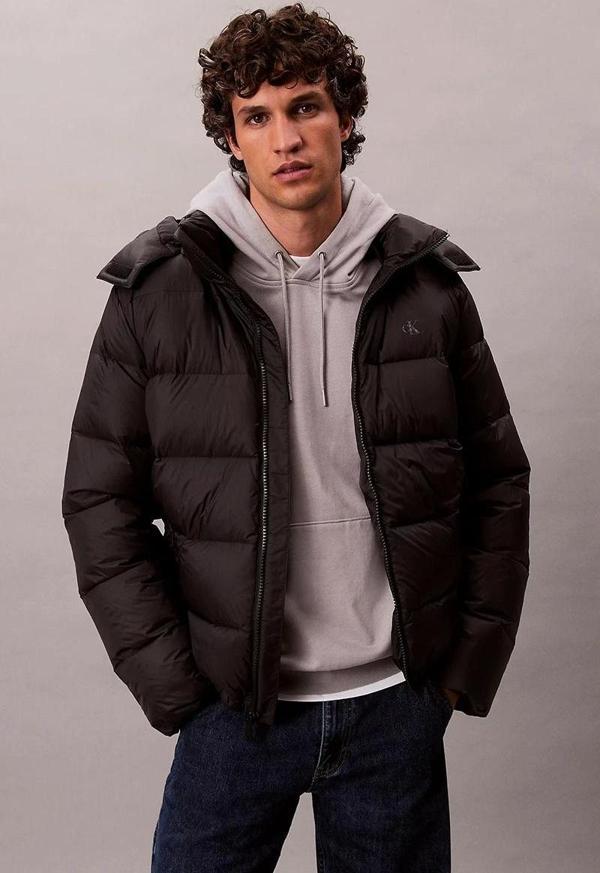 Calvin Klein Jeans Uzun Kollu Çıkarılabilir Kapüşonlu Şişme Erkek Mont LV04RC518G-UB1 - Image 1