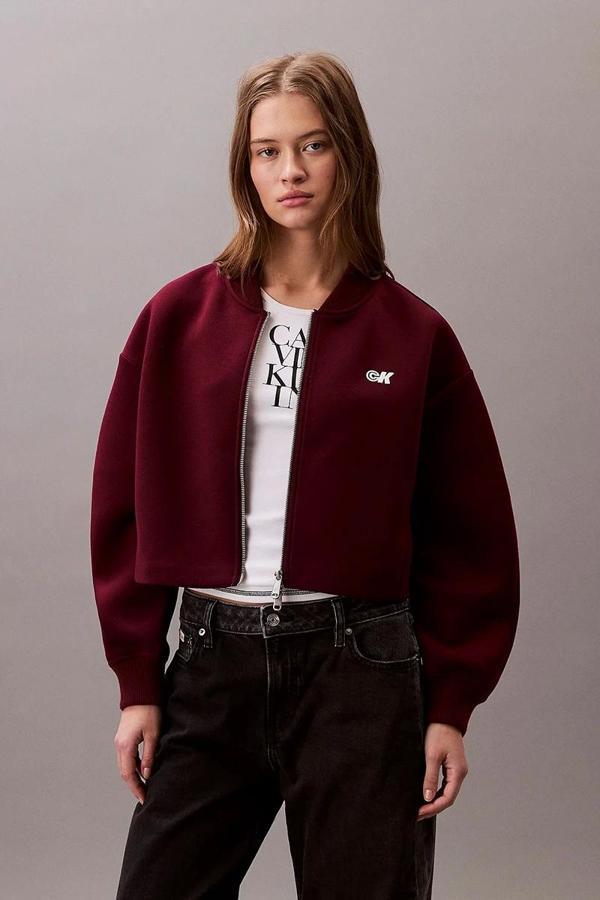 Calvin Klein Jeans Bol Kesim Scuba Kumaş Fermuarlı Bomber Kadın Ceket LV047C524G-VLP - Image 1