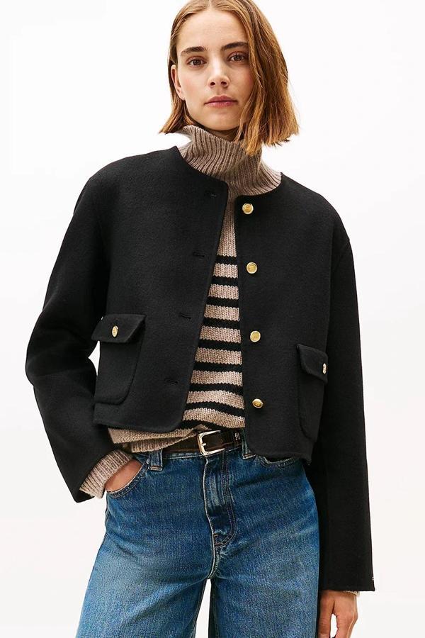 Tommy Hilfiger Çift Taraflı Yün Karışımlı Normal Kesim Kadın Ceket WW0WW47446BDS - Image 1