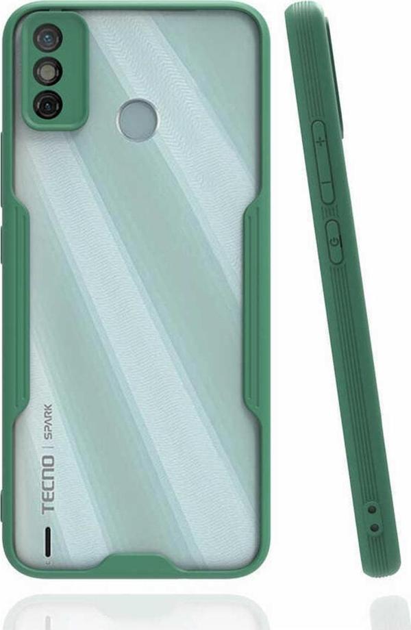 Coverzone Tecno Spark 6 Go Ile Uyumlu Kılıf Renkli Kenar Perfe Tpu Silikon Koyu Yeşil - Image 1