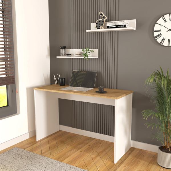 Olven Çalışma & Ofis Masası 120 cm Beyaz-Meşe - Image 1