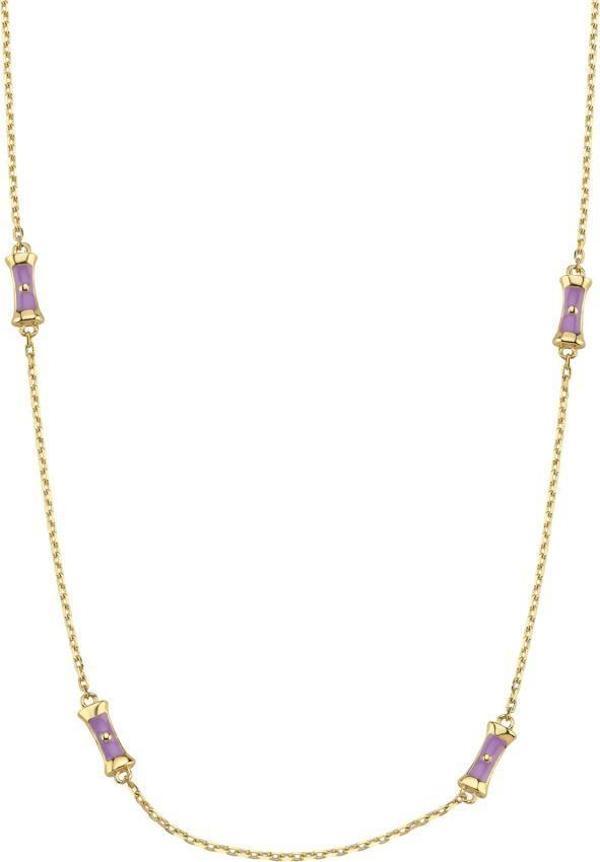 14 Ayar Lila Figürlü Tasarım Zincir Altın Kolye - Image 1