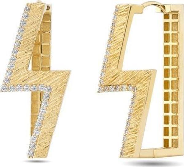 14 Ayar Taşlı Tasarım Altın Küpe - Image 1