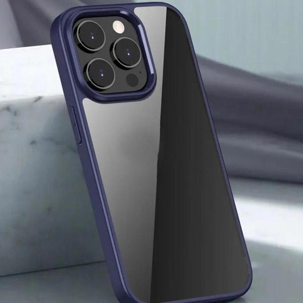Coverzone iPhone 15 Pro ile uyumlu Kılıf Kenar Renkli Arkası Şeffaf Kamera Koruma Impact Protectıon Kılıf - Image 1
