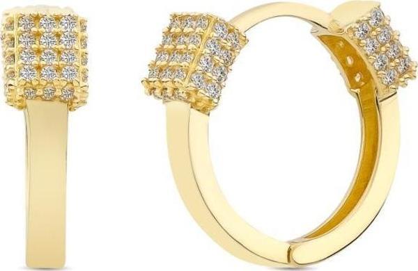 14 Ayar Taşlı Mabel Halka Altın Küpe - Image 1