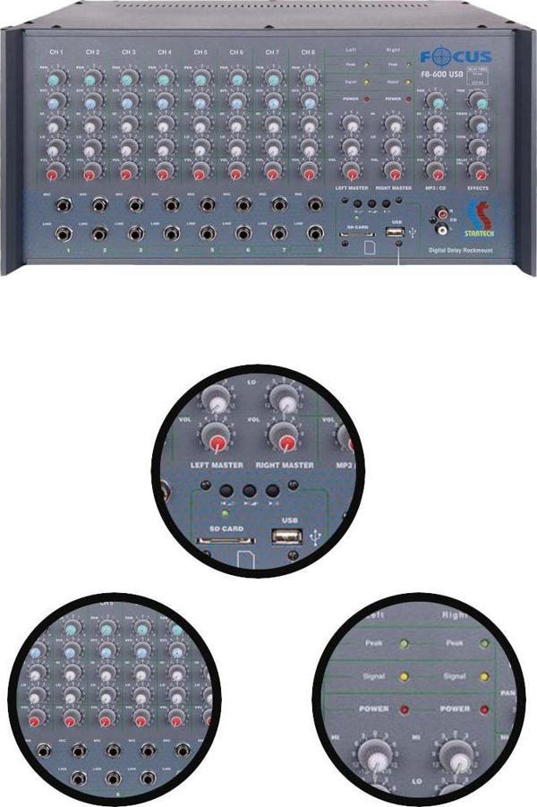 Startech Focus F8-600T USB 2x300W Hat Trafolu Stereo Anfi Power Mixer Amfi - Image 1