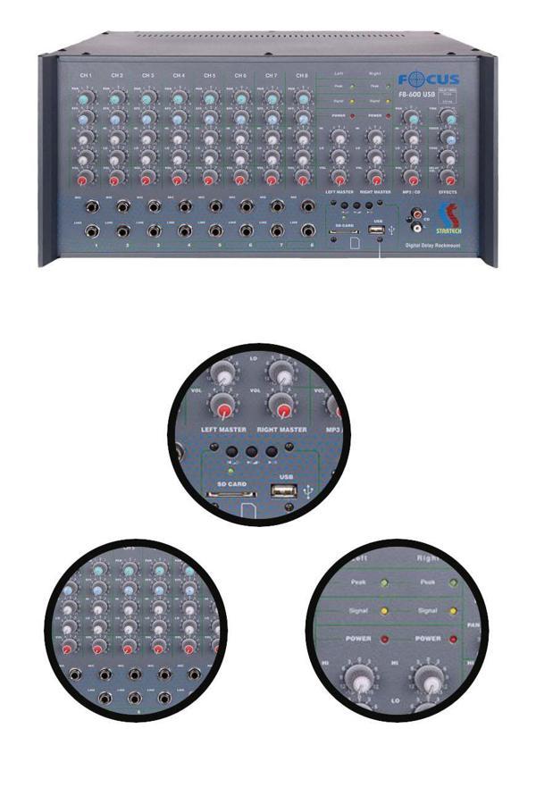 Startech Focus F8-600 USB 2x300W 8 Kanal Stereo Cami Anfisi Power Mixer Amfi - Image 1
