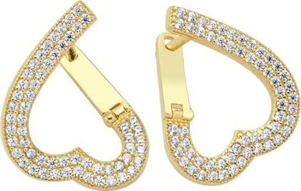 14 Ayar Taşlı Love Fashion Tasarım Halka Altın Küpe - Image 1
